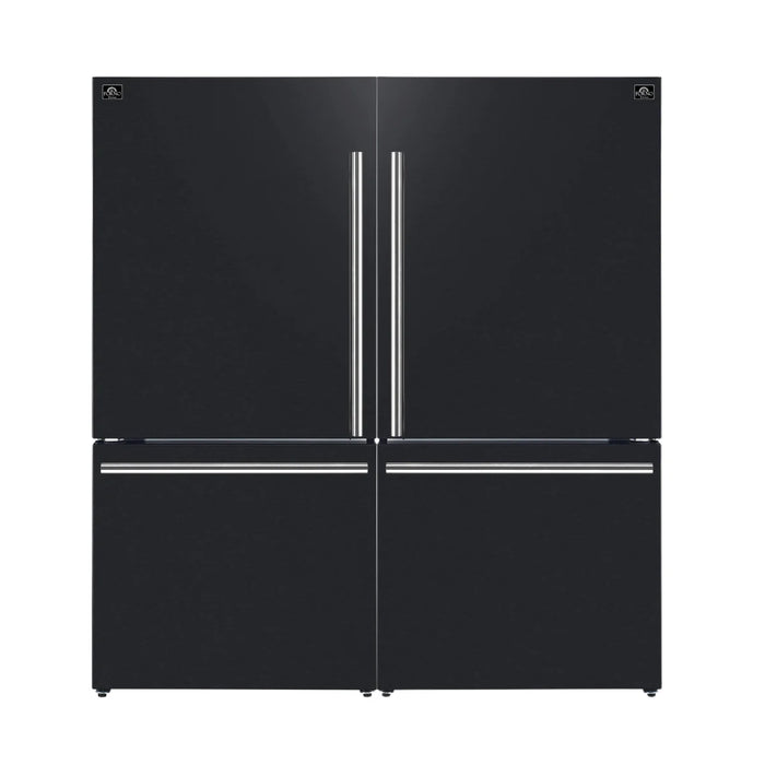 Forno Espresso Milano 62" 34.4 cu. ft. Freestanding Dual Bottom Freezer Refrigerator with Ice Maker - Stainless Steel, Black, White (FFFFD1787-60S)