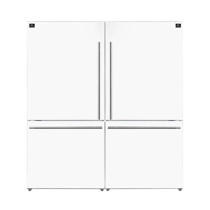 Forno Espresso Milano 62" 34.4 cu. ft. Freestanding Dual Bottom Freezer Refrigerator with Ice Maker - Stainless Steel, Black, White (FFFFD1787-60S)