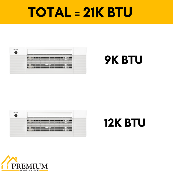 MRCOOL DIY Mini Split - 21,000 BTU 2 Zone Ceiling Cassette Ductless Air Conditioner and Heat Pump with 50 ft. Install Kit, DIYM218HPC01C22