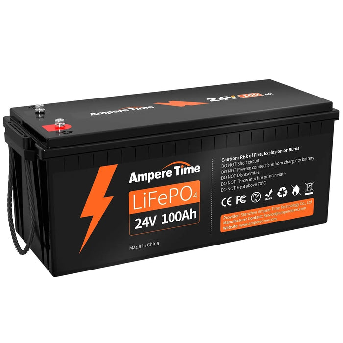 LiTime Ampere Time 24V 100Ah, 2560Wh Lithium LiFePO4 Battery & Built In 100A BMS