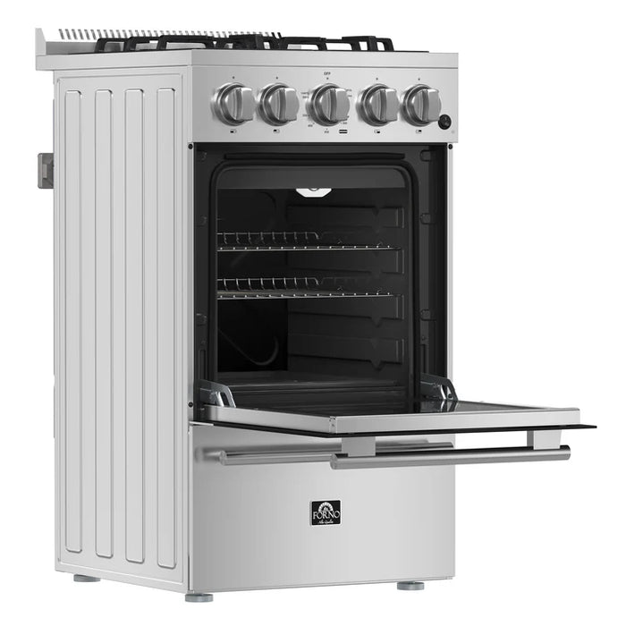 Forno Lamazze 20" 2.05 cu. ft. Freestanding Gas Range with 4 Sealed Burners – Stainless Steel, Black, or White (FFSGS6265-20)