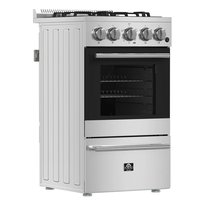Forno Lamazze 20" 2.05 cu. ft. Freestanding Gas Range with 4 Sealed Burners – Stainless Steel, Black, or White (FFSGS6265-20)