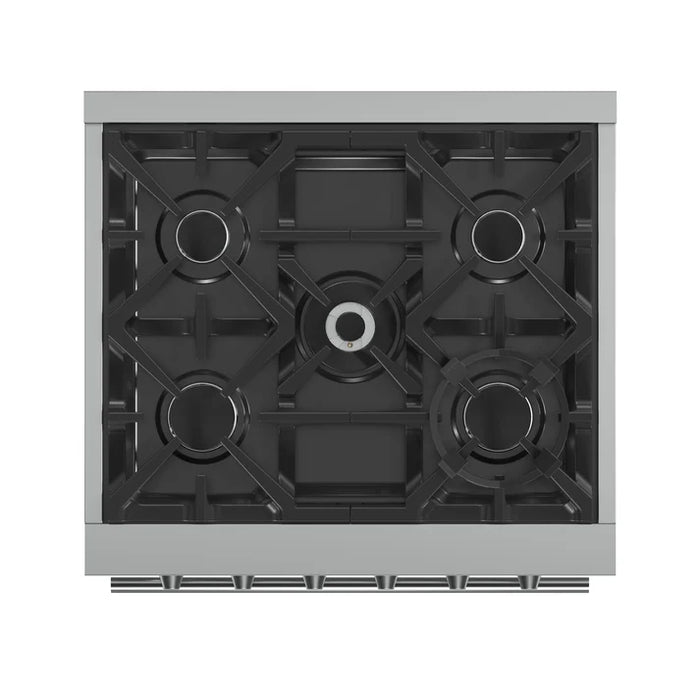 Forno Massimo 30″ 4.32 cu. ft. Freestanding Gas Range with 5 Sealed Burners, Air Fryer Kit, Wok Support & Griddle in Stainless Steel Black, White (FFSGS6239-30)