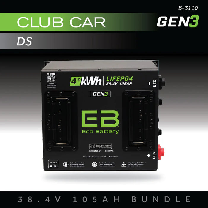 Eco Battery GEN3 38V 105Ah "Cube" Battery Bundle - Club Car DS