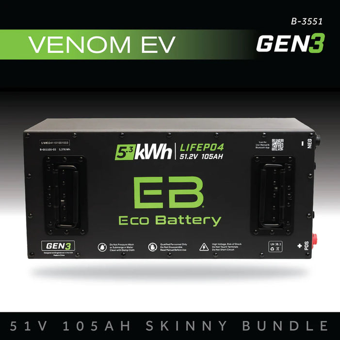 Eco Battery GEN3 51V 105Ah "Skinny" Battery Bundle - Venom