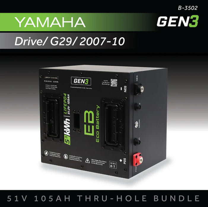Eco Battery GEN3 51V 105Ah "Thru-Hole" Battery Bundle - Yamaha Drive / G29 / 2007-10