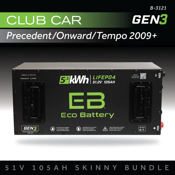 Eco Battery GEN3 51V 105Ah "Skinny" Battery Bundle - Club Car / Onward & Tempo