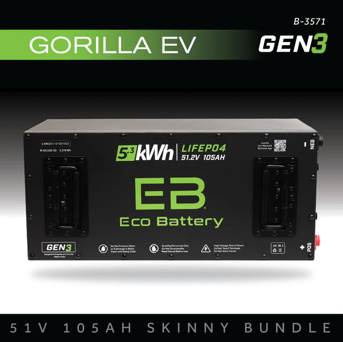 Eco Battery GEN3 51V 105Ah "Skinny" Battery Bundle - Gorilla
