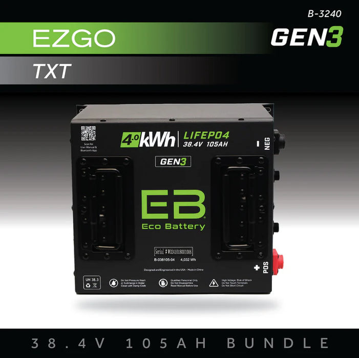 Eco Battery GEN3 38V 105Ah "Cube" Battery Bundle - EZGO TXT