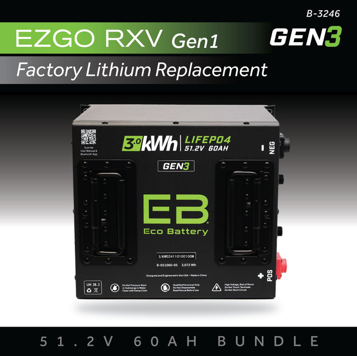 Eco Battery 51V 60AH Battery Bundle | EZGO RXV Samsung Gen1