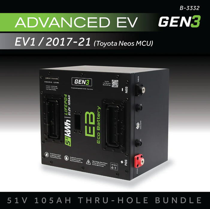Eco Battery GEN3 51V 105Ah "Thru-Hole" Battery Bundle - Advanced EV 1 2017-2021 (Toyota Neos MCU)