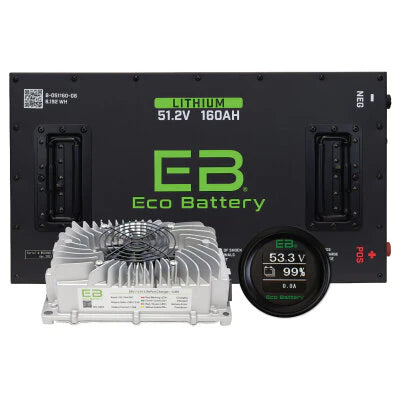 Eco Battery 51V 160Ah LiFePO4 Lithium Bundle Kit with Charger & 12V Converter