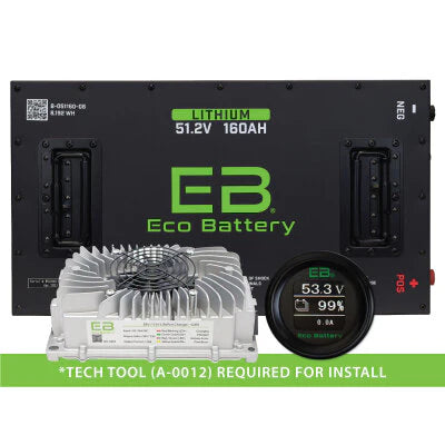 Eco Battery 51V 160Ah LiFePO4 Lithium Bundle Kit with Charger & 12V Converter