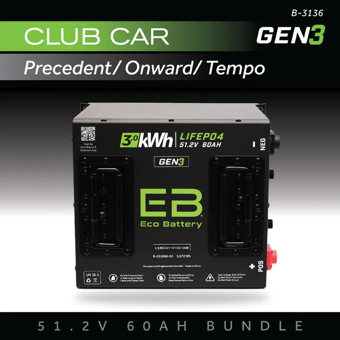 Eco Battery GEN3 51V 60Ah Battery Bundle - Club Car Precedent/Onward/Tempo