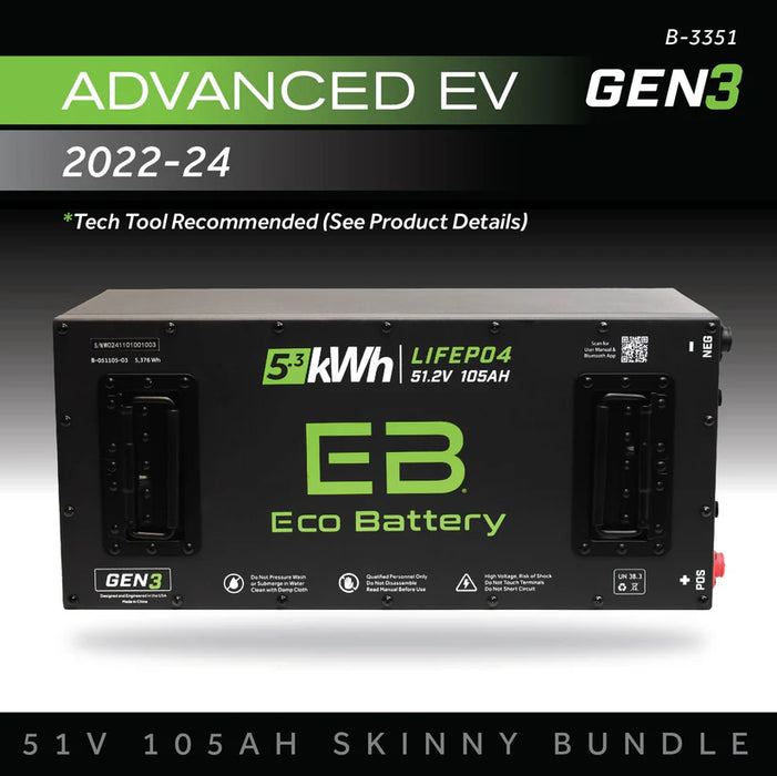 Eco Battery GEN3 51V 105Ah "Skinny" Battery Bundle - Advanced EV Advent 2022-2024