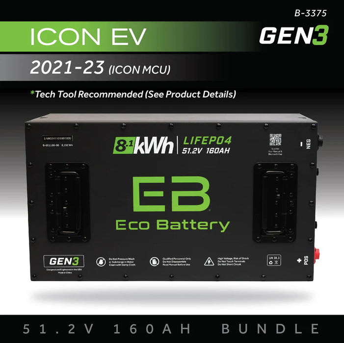 Eco Battery GEN3 51V 160Ah Battery Bundle - ICON EV / 2021-2023 (ICON MCU)