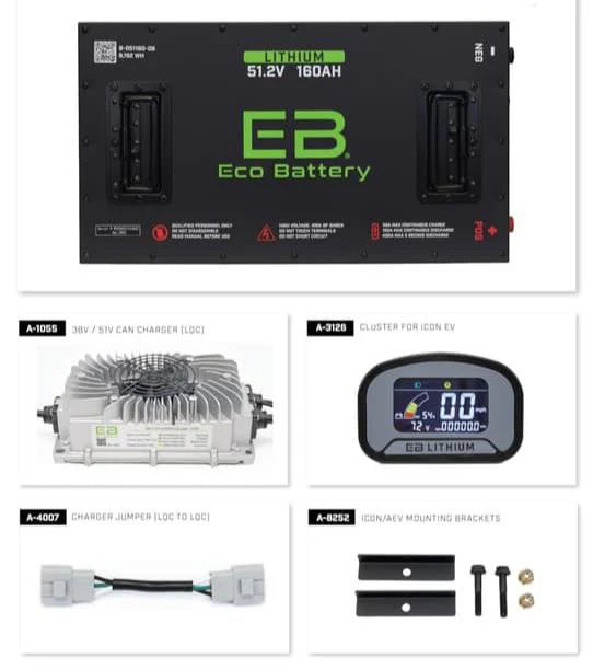 Eco Battery 51V 160Ah LiFePO4 Lithium Bundle Kit with Charger & 12V Converter