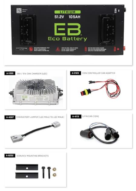 Eco Battery 51V 105Ah "Skinny" Lithium Bundle Kit with Charger & Converter