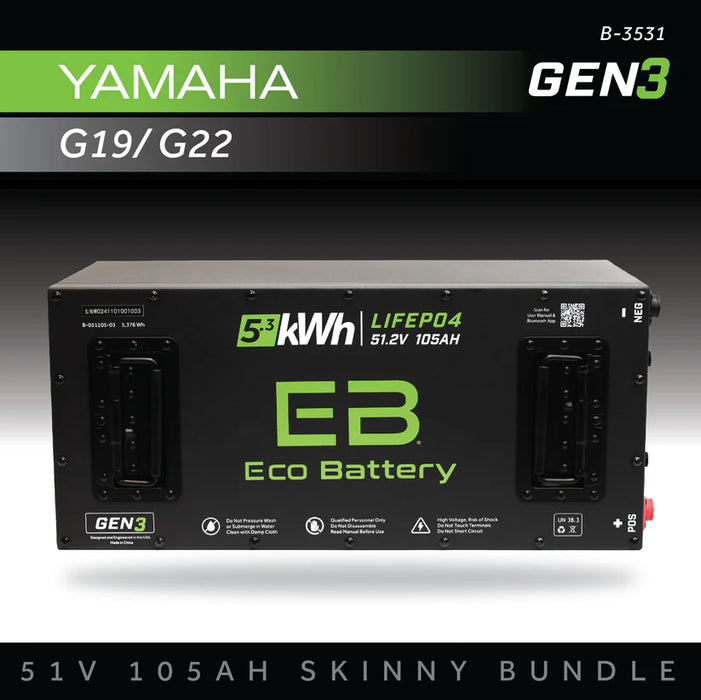 Eco Battery GEN3 51V 105Ah "Skinny" Battery Bundle - Yamaha G19/G22