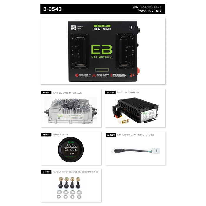 Eco Battery 38V 105Ah Lithium Bundle Kit with Charger & Optional 12V Converter