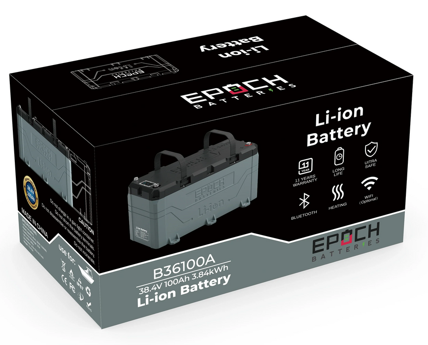 Epoch Batteries 36V 100Ah | Marine Battery | Lithium Trolling Battery | Heated & Bluetooth | LiFePO4 Battery