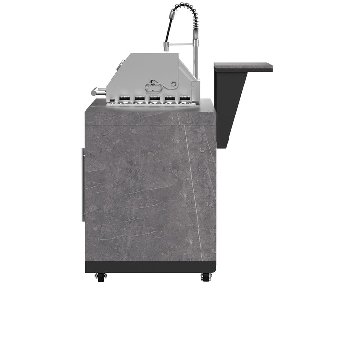 Forno Rimini Outdoor Kitchen - 30" BBQ 62,600 BTU, 3 Burners with Sear & Rotisserie, 2.4 cu.ft. Beverage Center, Stainless Steel Sink, Black Cabinets & Gray Sintered Stone Countertops (FODKT2544BLK)