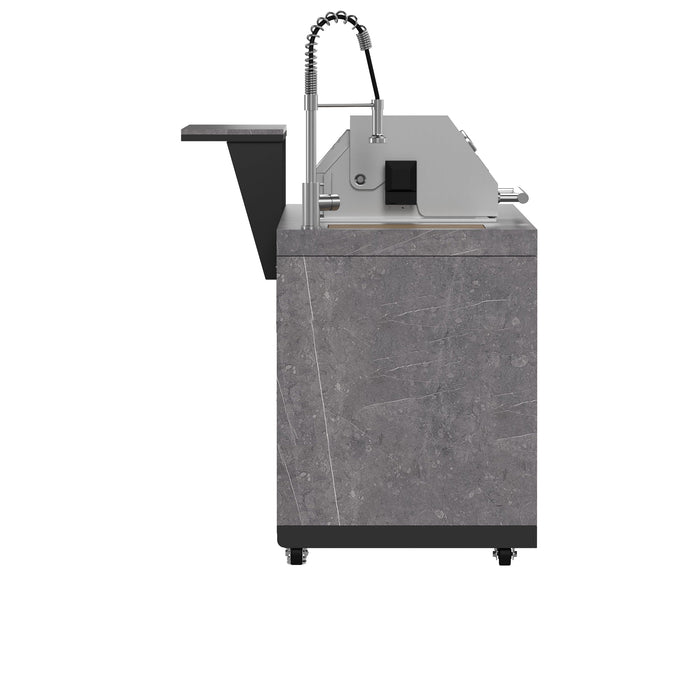 Forno Rimini Outdoor Kitchen - 30" BBQ 62,600 BTU, 3 Burners with Sear & Rotisserie, 2.4 cu.ft. Beverage Center, Stainless Steel Sink, Black Cabinets & Gray Sintered Stone Countertops (FODKT2544BLK)