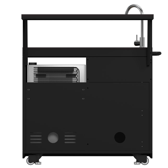 Forno All’Aperto Outdoor Kitchen - 87,600 BTU BBQ with 4 Stainless-Steel Burners with Infrared Burners &amp; Side Burner, Sink Module with Black Sintered Stone Countertops, Gaz Pizza Oven, Bar & Beverage Center (FODKT2551BLK)