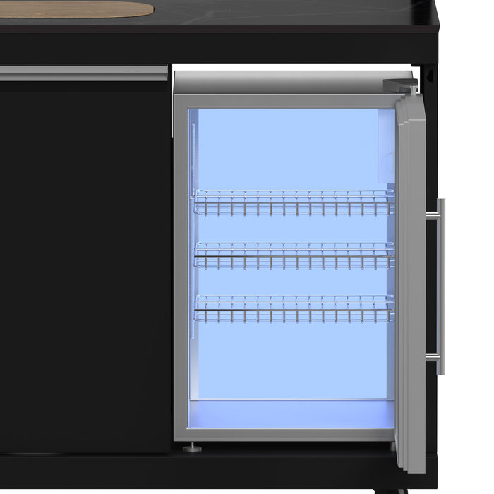Forno All’Aperto Outdoor Kitchen - 99,600 BTU BBQ with 5 Stainless-Steel Burners, Infrared Burners & Side Burner, 36,000 BTU Plancha, 19,000 BTU Gas Pizza Oven, Sink & Bar Module with Black Sintered Stone Countertops (FODKT2568BLK)