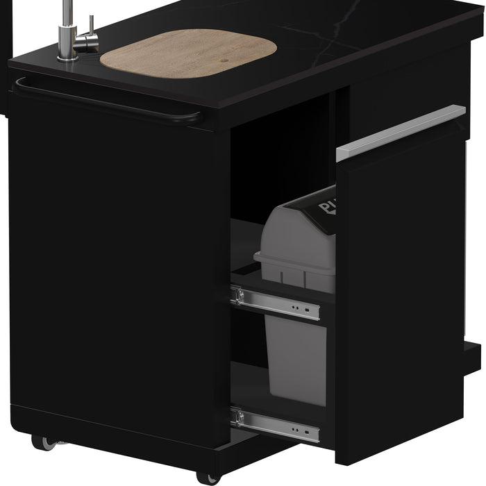 Forno All’Aperto Outdoor Kitchen - 62,600 BTU BBQ with 3 Stainless-Steel Burners & Infrared Burners &amp; Sink Module with Black Sintered Stone Countertops, Bar & Beverage Center (FODKT2582BLK)