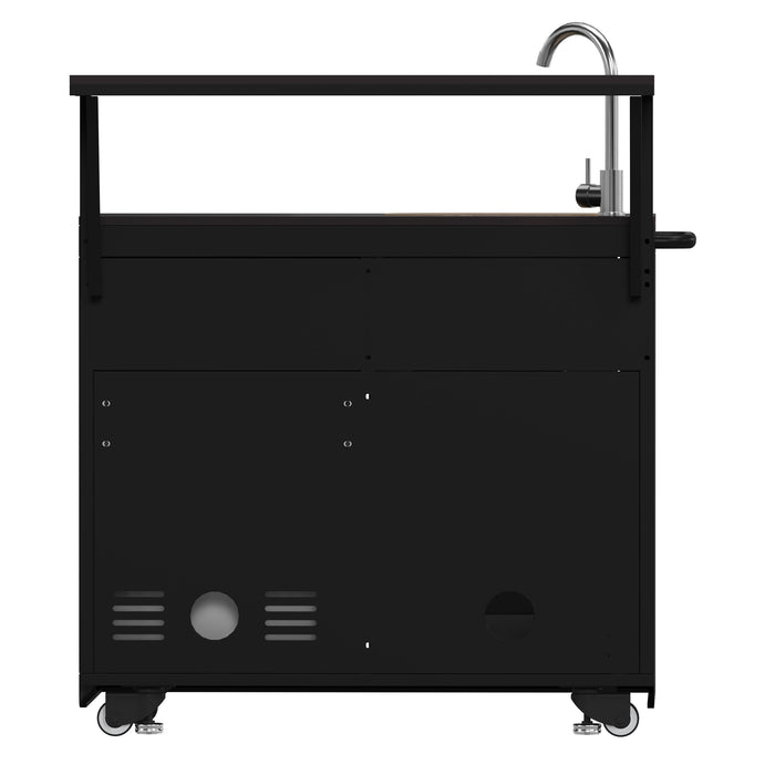 Forno All’Aperto Outdoor Kitchen - 62,600 BTU BBQ with 3 Stainless-Steel Burners & Infrared Burners &amp; Sink Module with Black Sintered Stone Countertops, Bar & Beverage Center (FODKT2582BLK)