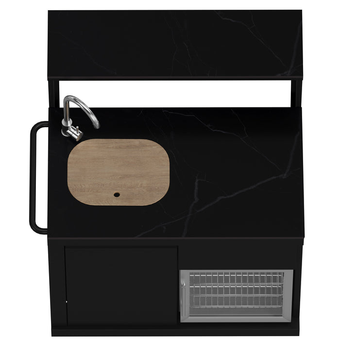 Forno All’Aperto Outdoor Kitchen - 62,600 BTU BBQ with 3 Stainless-Steel Burners & Infrared Burners &amp; Sink Module with Black Sintered Stone Countertops, Bar & Beverage Center (FODKT2582BLK)