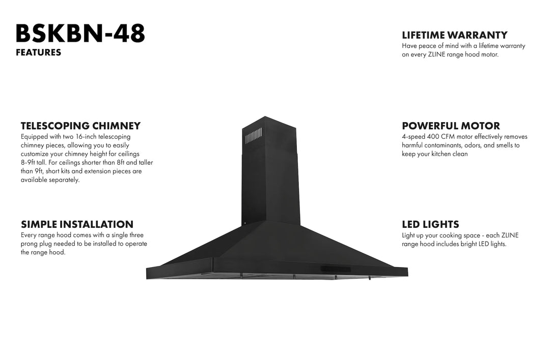 ZLINE Convertible Vent Wall Mount Range Hood in Stainless Steel 24in to 48in