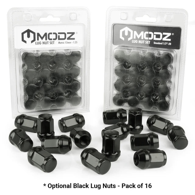 MODZ 15" Chaos Glossy Black Wheels & Street Tires Combo