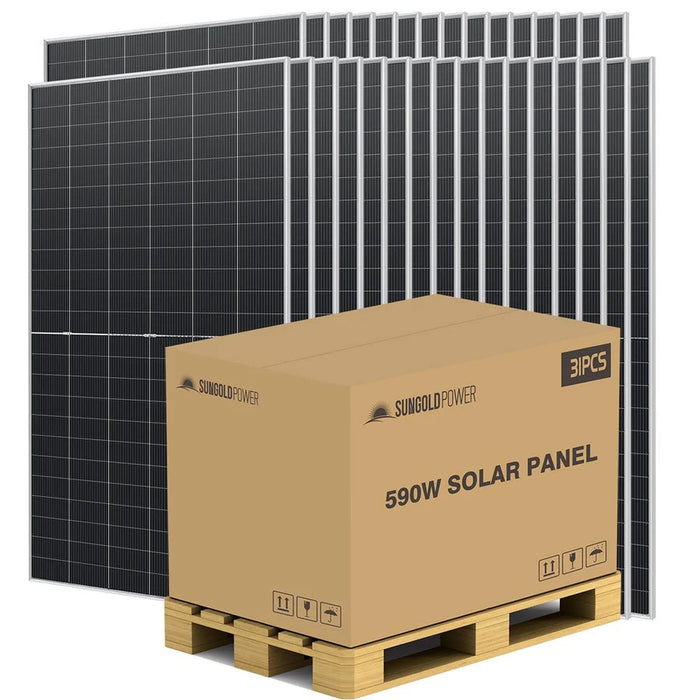 Sungold Power 590 Watt Bifacial N-Type Monocrystalline Solar Panel (SGN-590-BDG1 UL61730 CEC Listed))