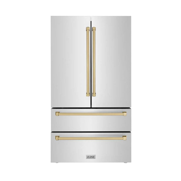 ZLINE Autograph Edition 36" 22.5 cu. ft. Counter-Depth French Door Refrigerator with Ice Maker in Stainless Steel with Modern / Traditional Handles Options