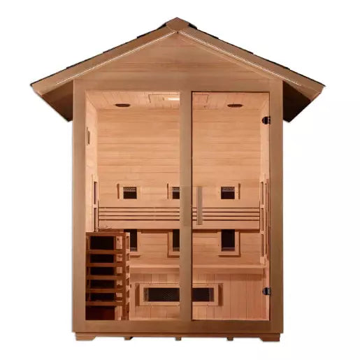 Golden Designs | "Carinthia" 3 Person Hybrid Outdoor Steam Sauna - Canadian Hemlock
