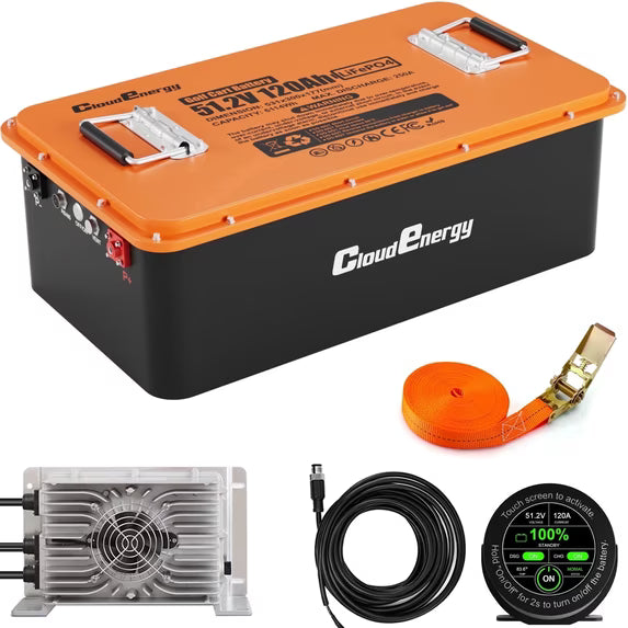 Cloudenergy 48V 120AH LiFePO4 Lithium Golf Cart Battery