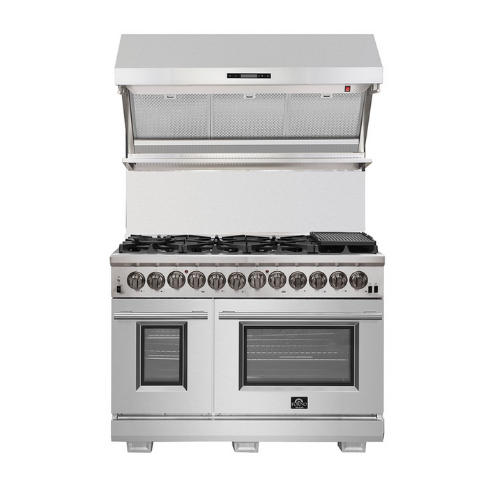 Forno 48″ Pro Series Capriasca Dual Fuel Gas Burner and Electric Oven in Stainless Steel 8 Italian Burners FRB, FFSGS6187-48