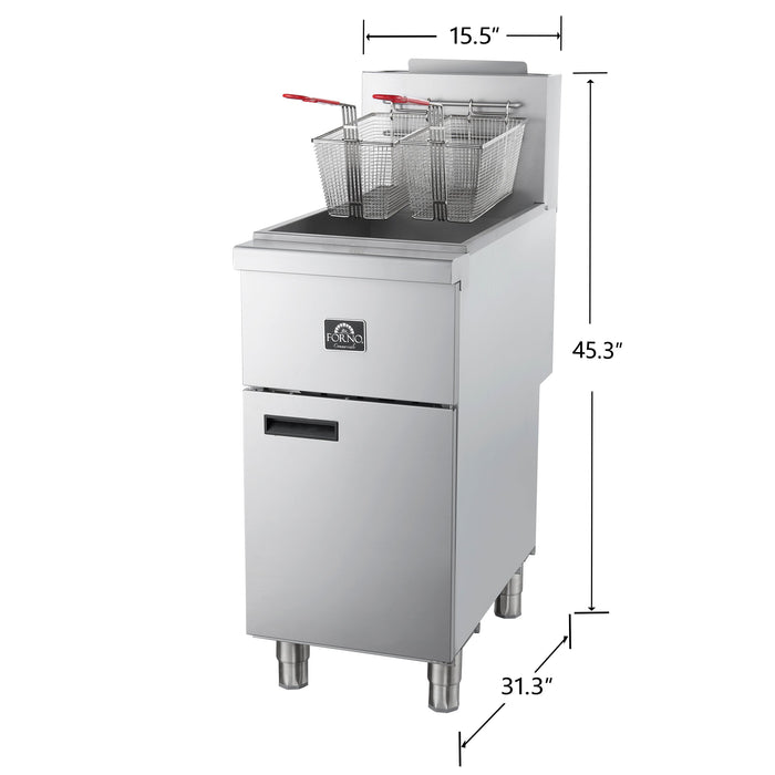 Forno Commerciale Natural Gas Deep Fryer, 4 Burners, 120,000 BTU, 50lbs Oil Capacity (FCMGF0023)