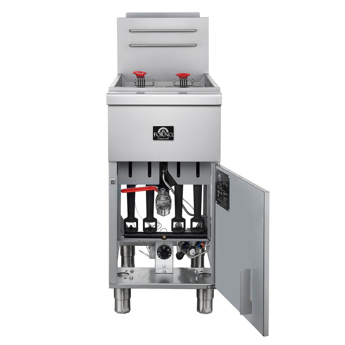 Forno Commerciale Natural Gas Deep Fryer, 4 Burners, 120,000 BTU, 50lbs Oil Capacity (FCMGF0023)