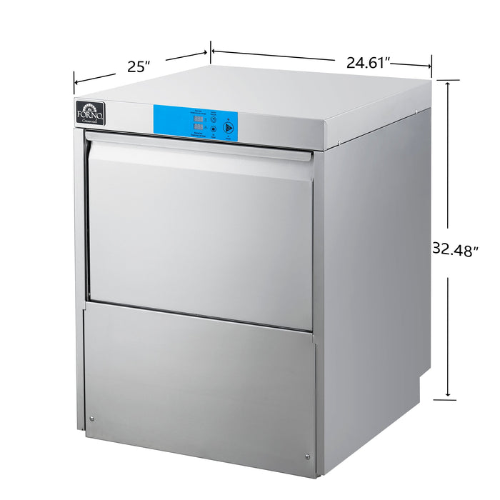 Forno Commerciale 25" Undercounter Dishwasher with 23L Tank Capacity, 3 Different Wash Cycles, High-Temperatures for Sanitation in Durable Stainless Steel (FCMDW0024)