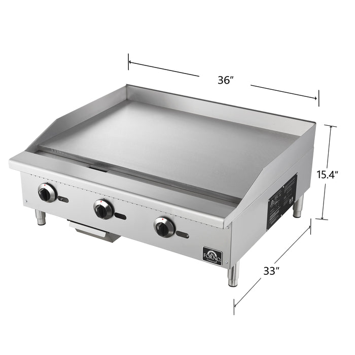 Forno  Commerciale 36" 3 Burner 90,000 BTU Gas Griddle (FCMGG0055-36)
