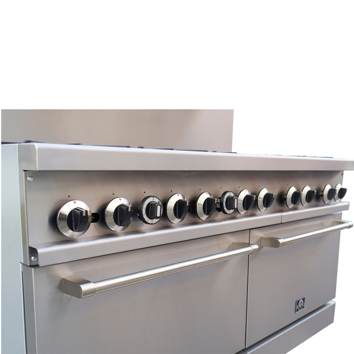Forno Commerciale 60" Stainless Steel Gas Range, 10 Burners, 300,000 BTU (FCMGR0093-60)
