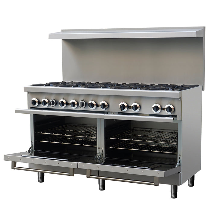 Forno Commerciale 60" Stainless Steel Gas Range, 10 Burners, 300,000 BTU (FCMGR0093-60)