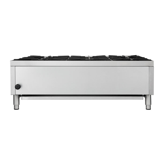 Forno Commerciale 36" Gas Hot Plate, 6 Burners (150,000 BTU) with Cast Iron Grates and 430 Stainless Steel Body (FCMHP0079-36)