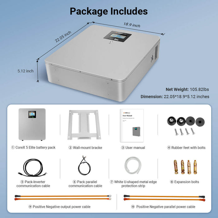 Sungold Power CoreX 5 Elite Wall Mounted 48V 100AH Residential Energy Storage Battery Pack Wi‑Fi & Bluetooth