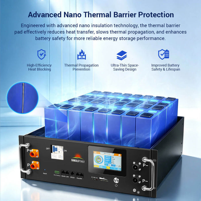 Sungold Power CoreX 5 Pro Server Rack 48V 100AH Residential Energy Storage Battery Pack Wi‑Fi & Bluetooth