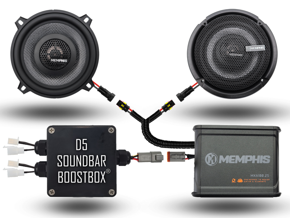 D5 150W Plug N Play 2 Speaker System + Soundbar BoostBox™ (150.2)