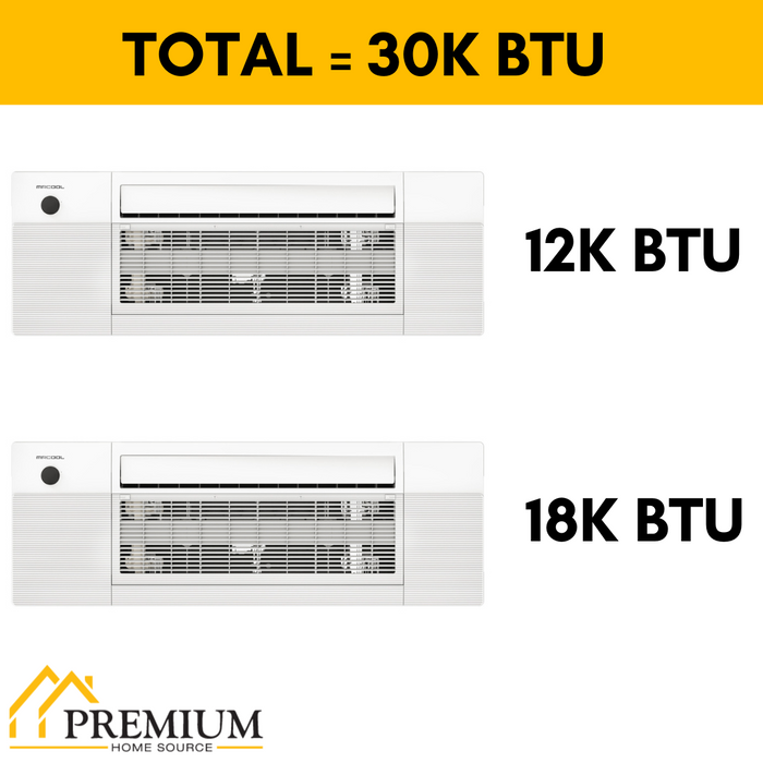 MRCOOL DIY Mini Split - 30,000 BTU 2 Zone Ceiling Cassette Ductless Air Conditioner and Heat Pump with 16 ft.|25 ft. Install Kit